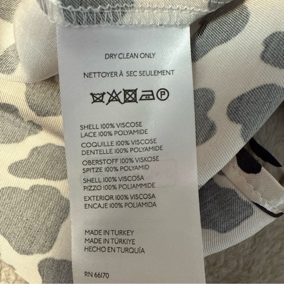 Anthropologie V-Neck Open Back Lace Trim Animal Print Slip Dress Size Medium - Picture 9 of 12